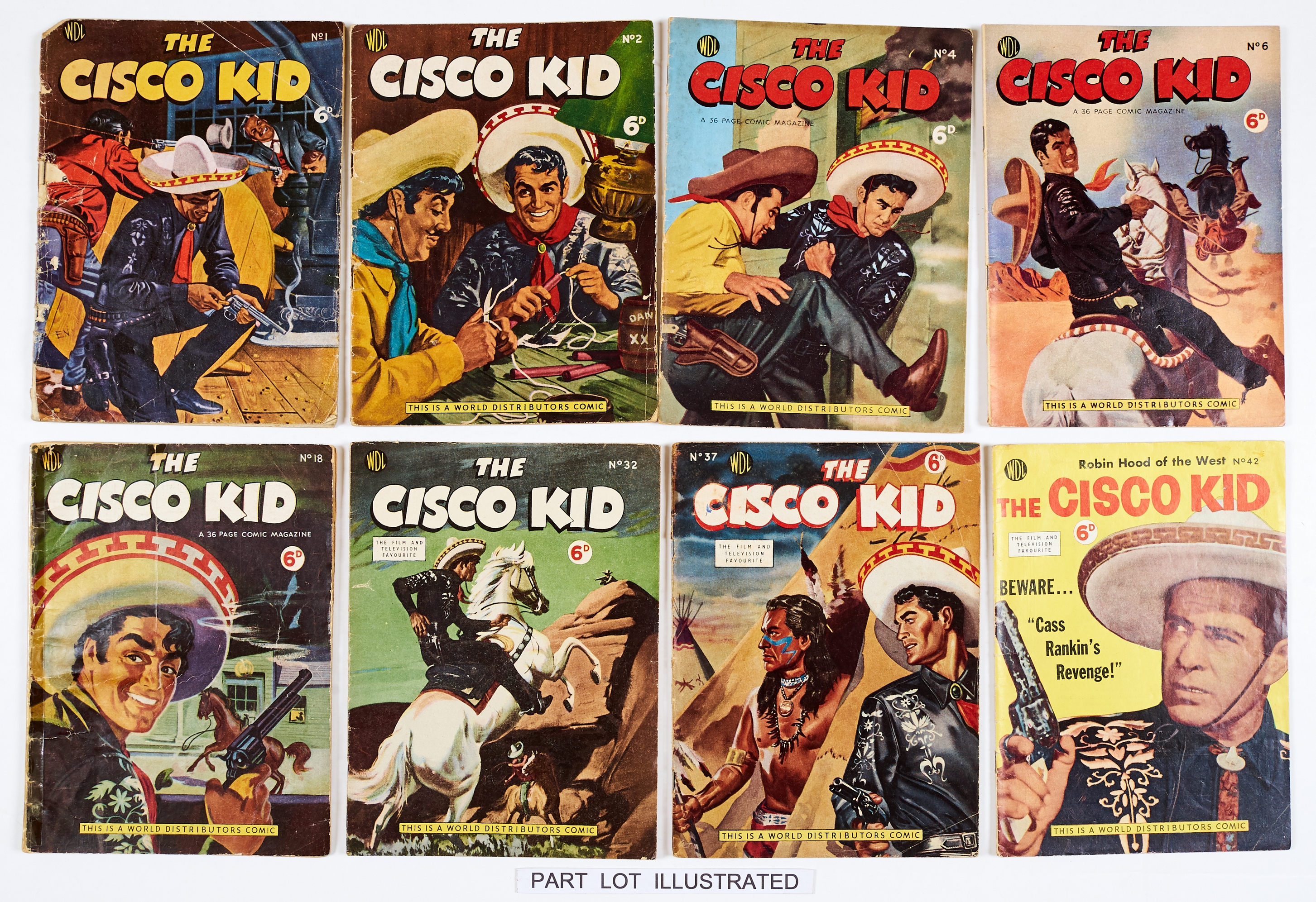 Cisco Kid (1953-58 WDL) 1, 2, 4-6, 12, 14, 18, 22, 24, 29, 30-39, 41-45, 47, 49, 50. No 1 [pr],