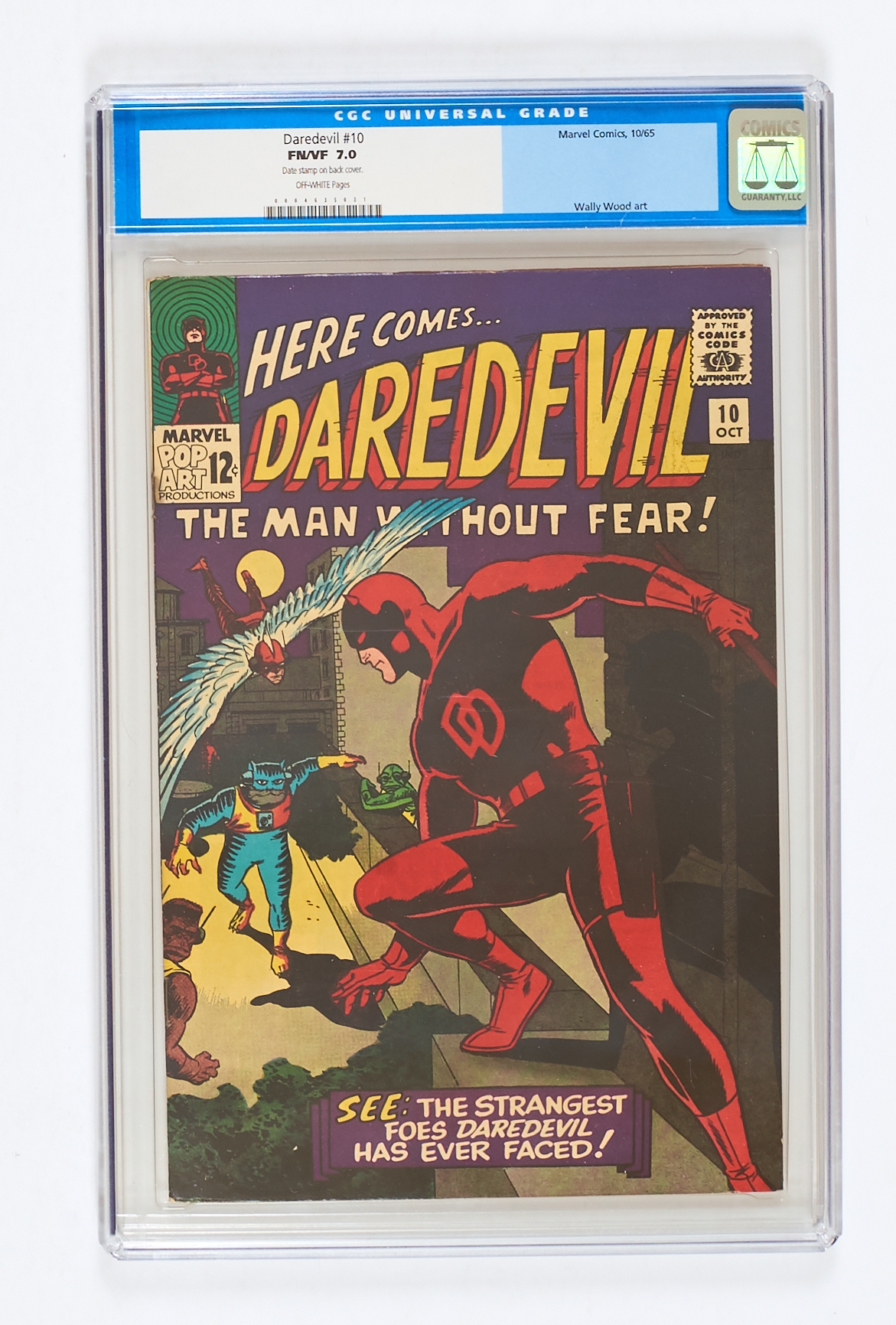 Daredevil 10 (1965). CGC FN/VF 7.0. Off white pages. Arrival date to back cover. No Reserve