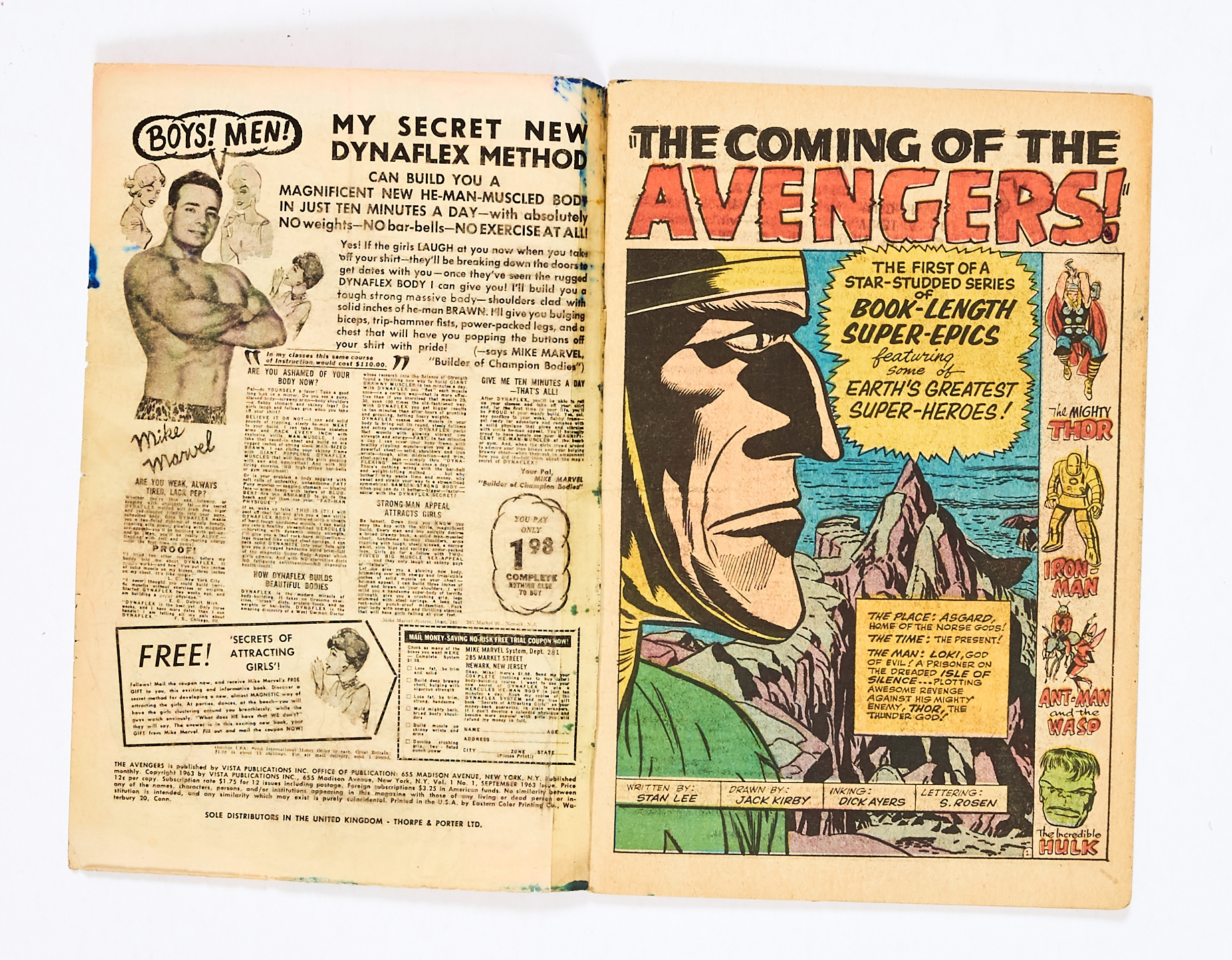 Avengers 1 (1963). Extensive colour touch to re-stapled spine, interior spine clear tape and small - Image 2 of 3