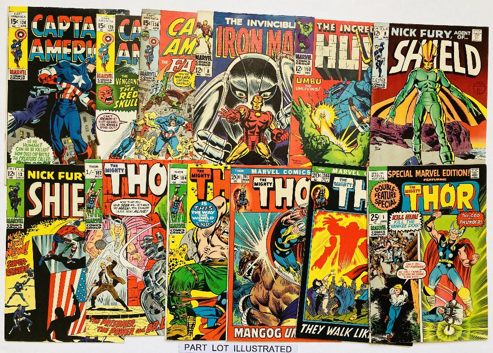 Captain America/Thor plus (1970-74). Captain America 124, 129, 136, 146, Iron Man 8, Hulk 110,