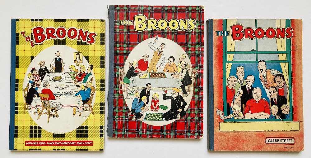 The Broons Books (1955, 1957, 1959). 1955 has a loose centrefold [vg], 1957 has a clear taped back