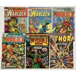 Warlock (1973-76) 4, 5, 9, 14. With Supernatural Thrillers 2 cents copy, Thor 229. Thor [vg+],