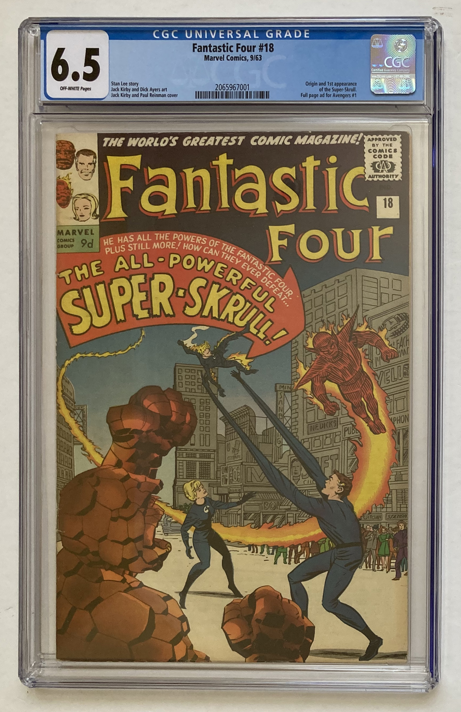 Fantastic Four 18 (1953). CGC 6.5. Off-white pages. No Reserve