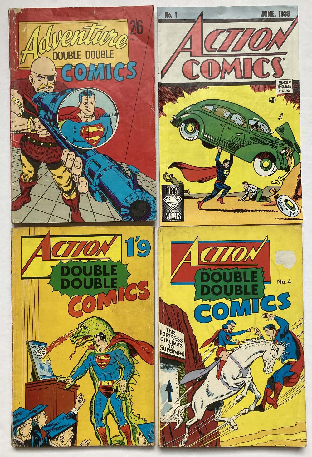 Action Double Double Comics (1970-74) 1, 4. With Adventure Double Double Comics 2 and Action