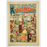 Dandy 53 (1938) 1st 'snow capped' Xmas issue with pg. 13 ad for first Dandy Monster Comic. Bright