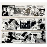Garth: The Doomsmen. 3 original consecutive artworks (1976) drawn and signed by Frank Bellamy for