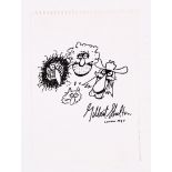 Gilbert Shelton 1987 signed sketch of the Fabulous Furry Freak Brothers and Fat Freddy's Cat.