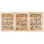Magic Comic (1939) 10, 11, 12. No 11 has clear tape to interior cover edge [vg-], No 10 [vg+], No 12