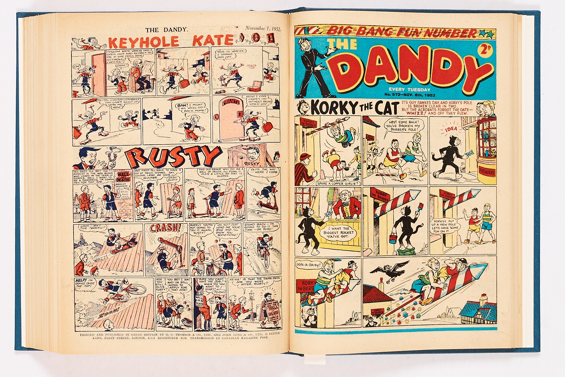 Dandy (1952) 528-579. Complete year in bound volume. Keyhole Kate rare front cover story with - Image 3 of 4