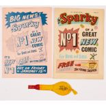 Sparky No 1 (1965) wfg Flying Snorter and original 4 pg Flyer for No 1 [fn] (2)