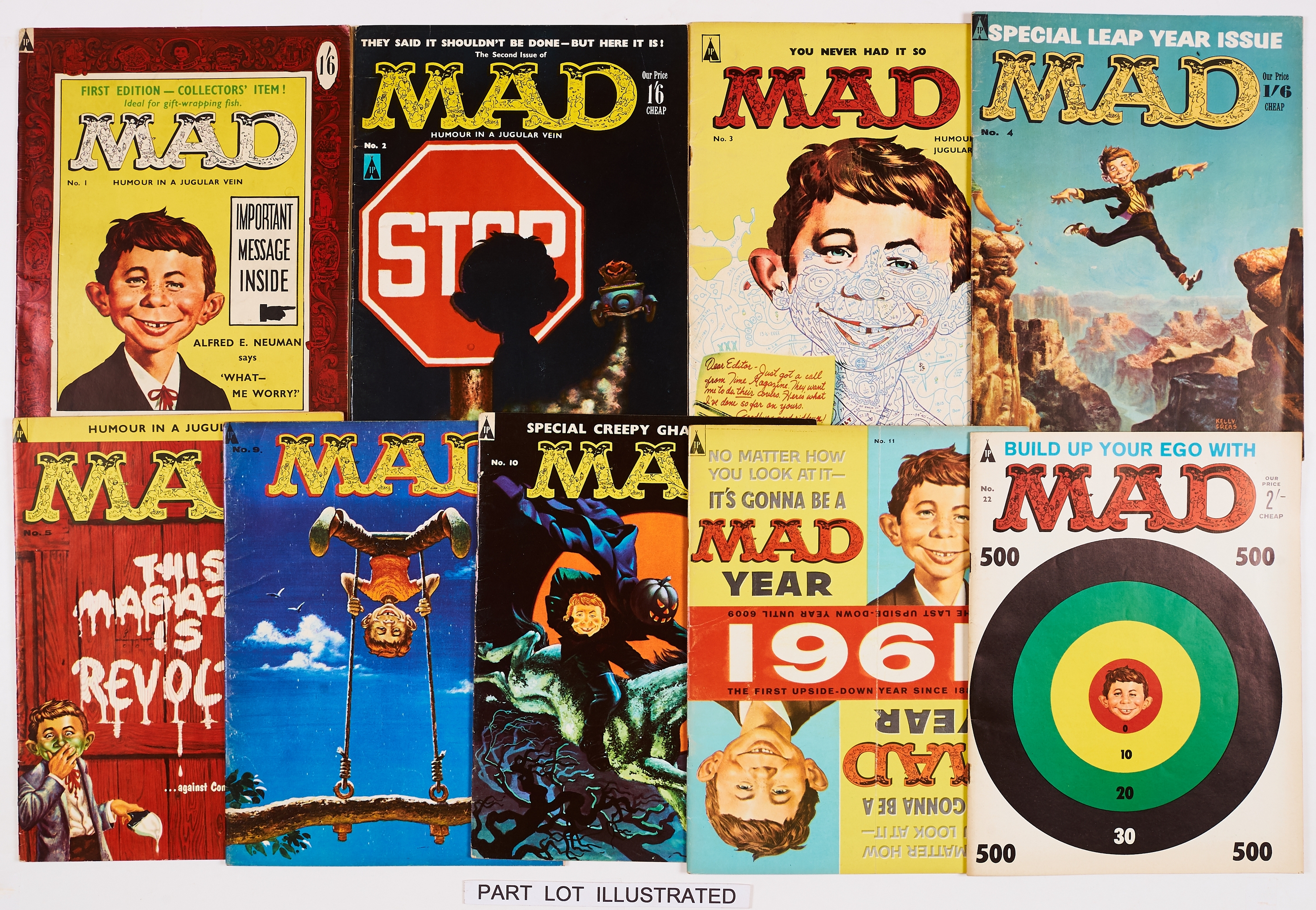 MAD magazine (UK editions 1959-63) 1-7, 9-30. Bright covers, cream pages, rusty staples. No 11 [vg],