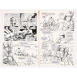 Archer and Armstrong #8, pgs 24 & 25 original artwork (1992) drawn and initialled by Barry Windsor-