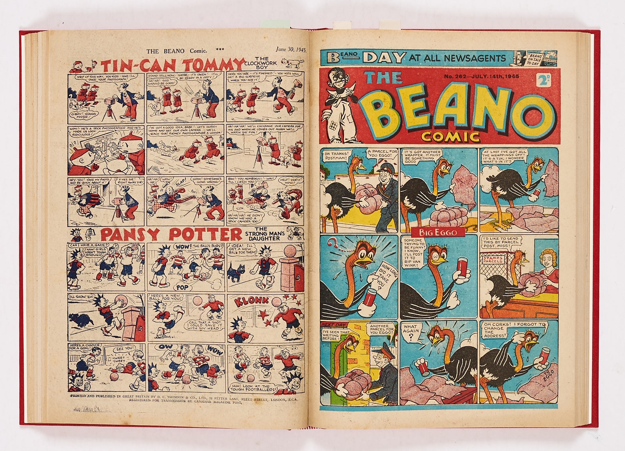 Beano (1945) 249-274. Complete year in bound volume. Propaganda war issues. First 'Six Brands for