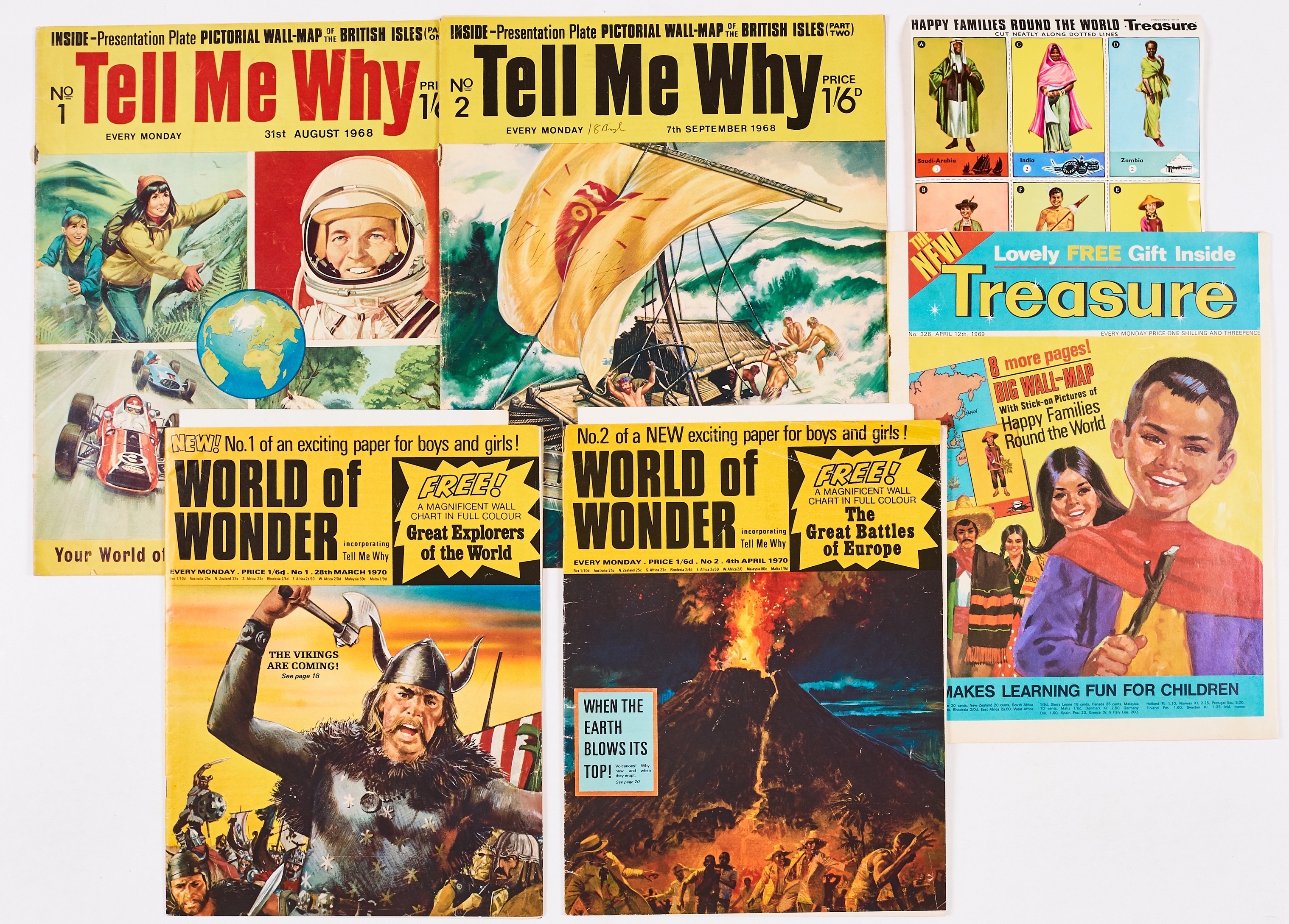 Tell Me Why (1968) 1, 2 both with loose covers [vg]. With Treasure No 326 (1969) [fn+] wfg Big