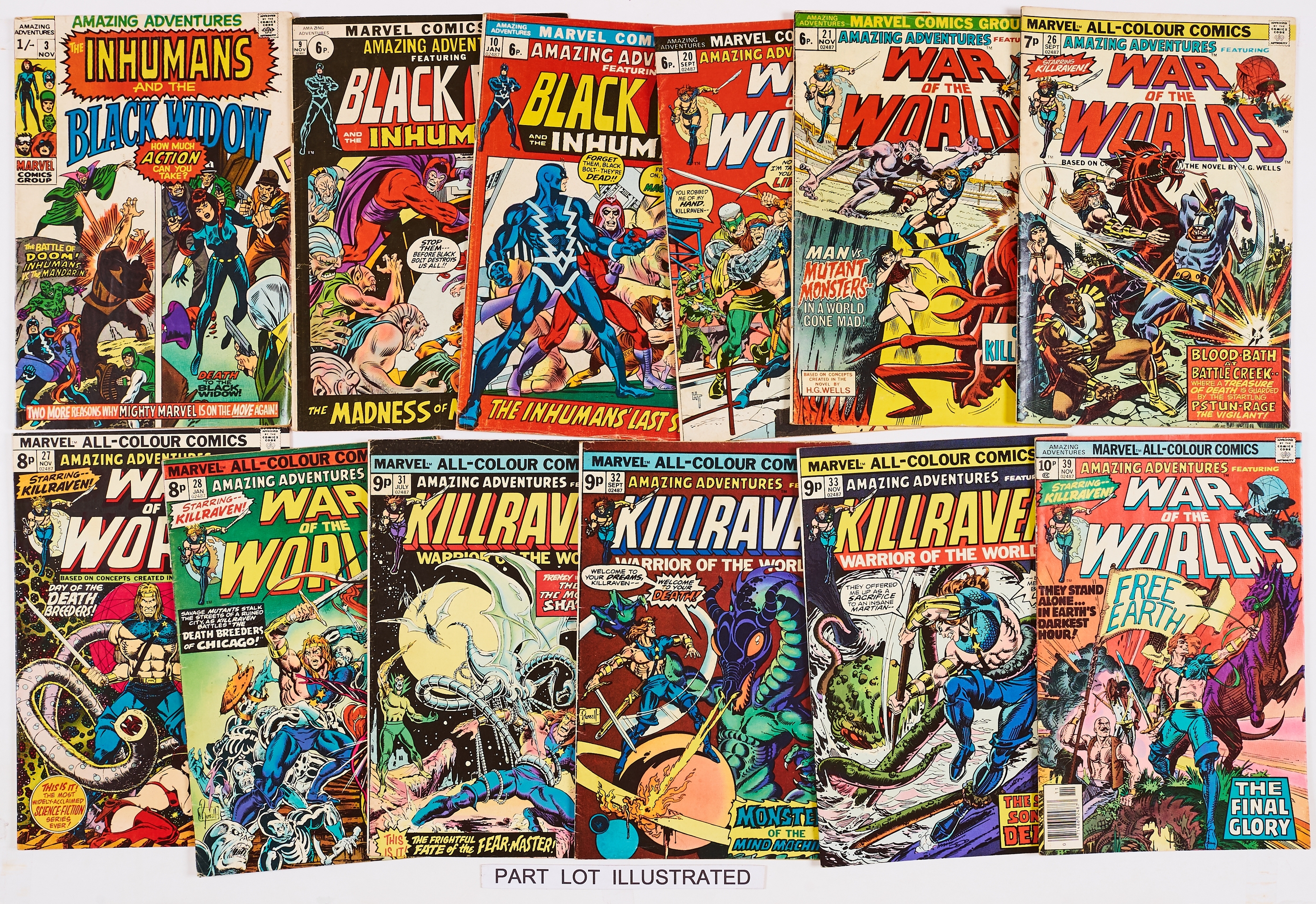 Amazing Adventures (1970-76) 3, 9, 10, 20, 21, 26-39 [vg/fn] (19). No Reserve