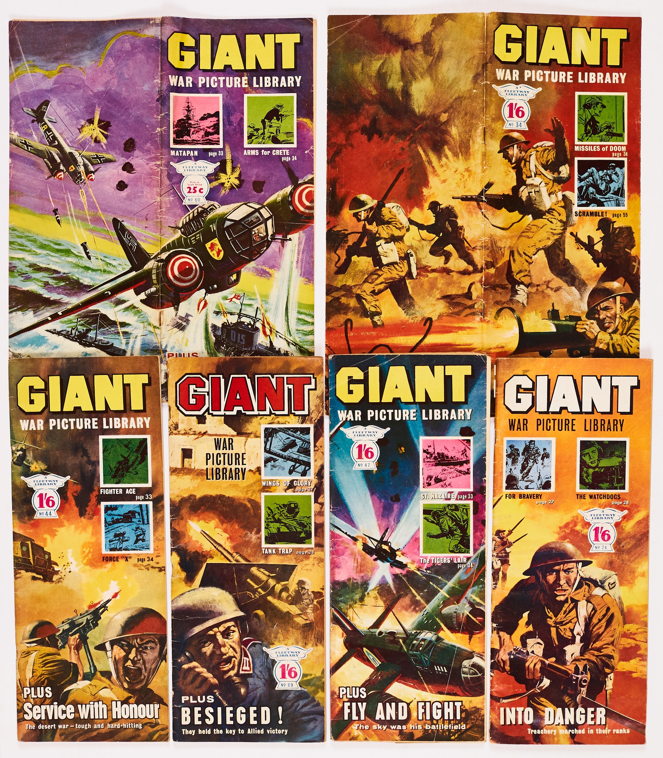 Giant War Picture Library (1964-65) 16, 34, 44, 47, 53, 58, 60, 61, 66, 69, 70, 74 [vg-/vg+] (12)