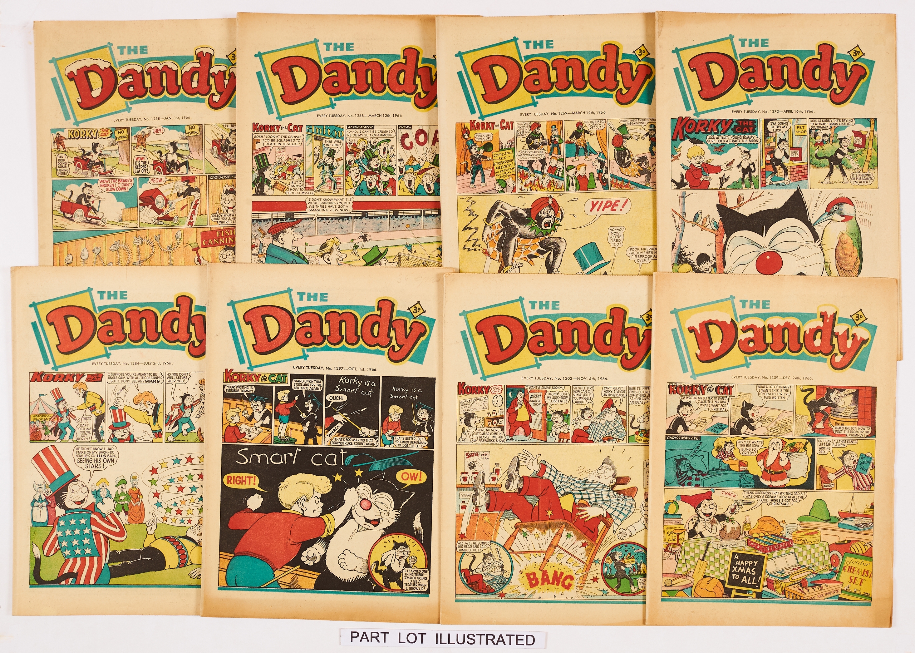 Dandy (1966) 1258-1310. Complete 53 issue year. 16 issues [vg/vg+], balance [fn/fn+] (53)