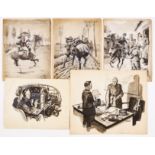 Five wartime sketches (1918-45) painted and (four) signed by Eric Parker. From the Eric Parker