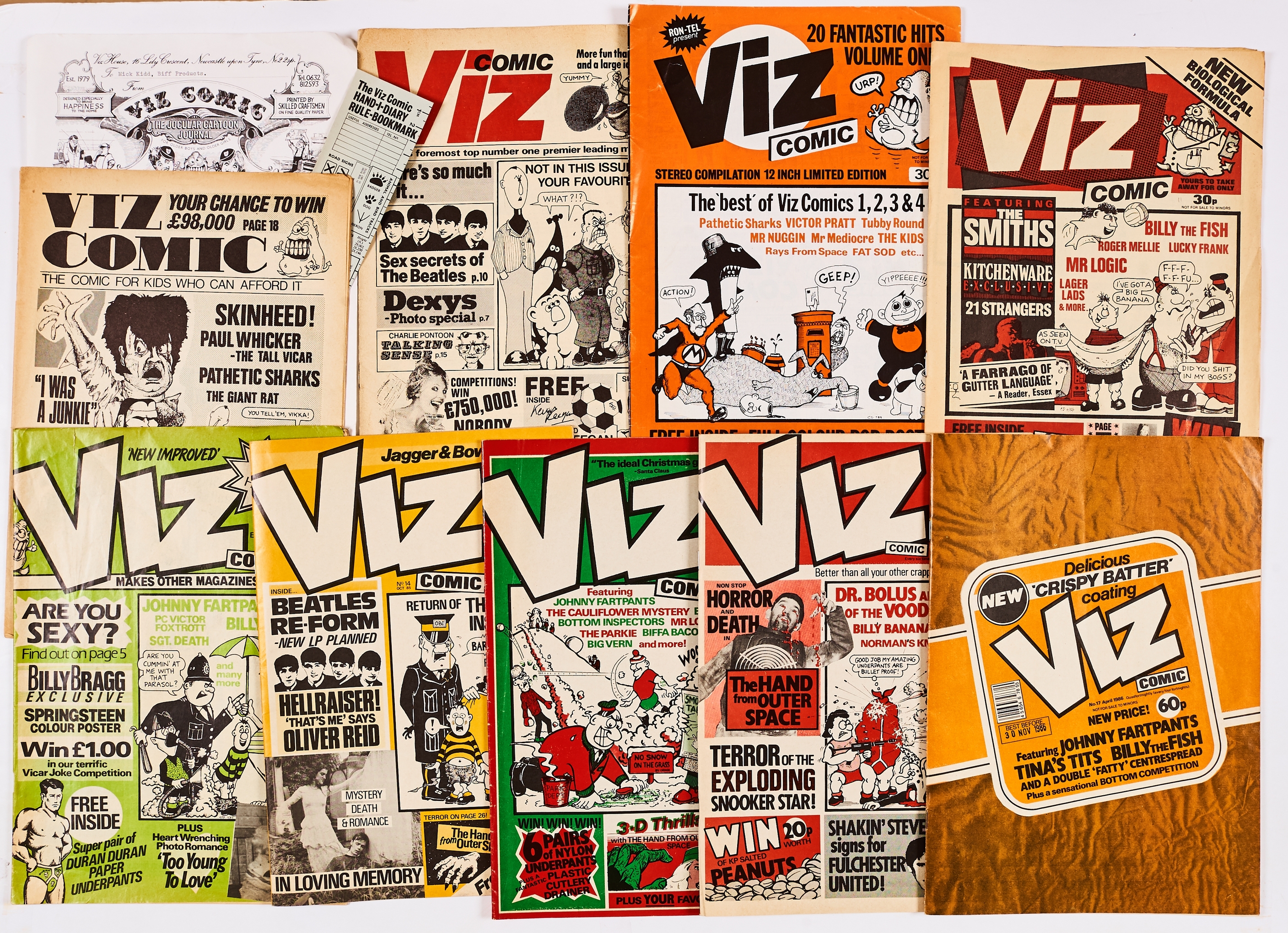 Viz Comics (1981-86) 6, 9, 10a, 11, 13-17. With Chris Donald signed letter with further reference to