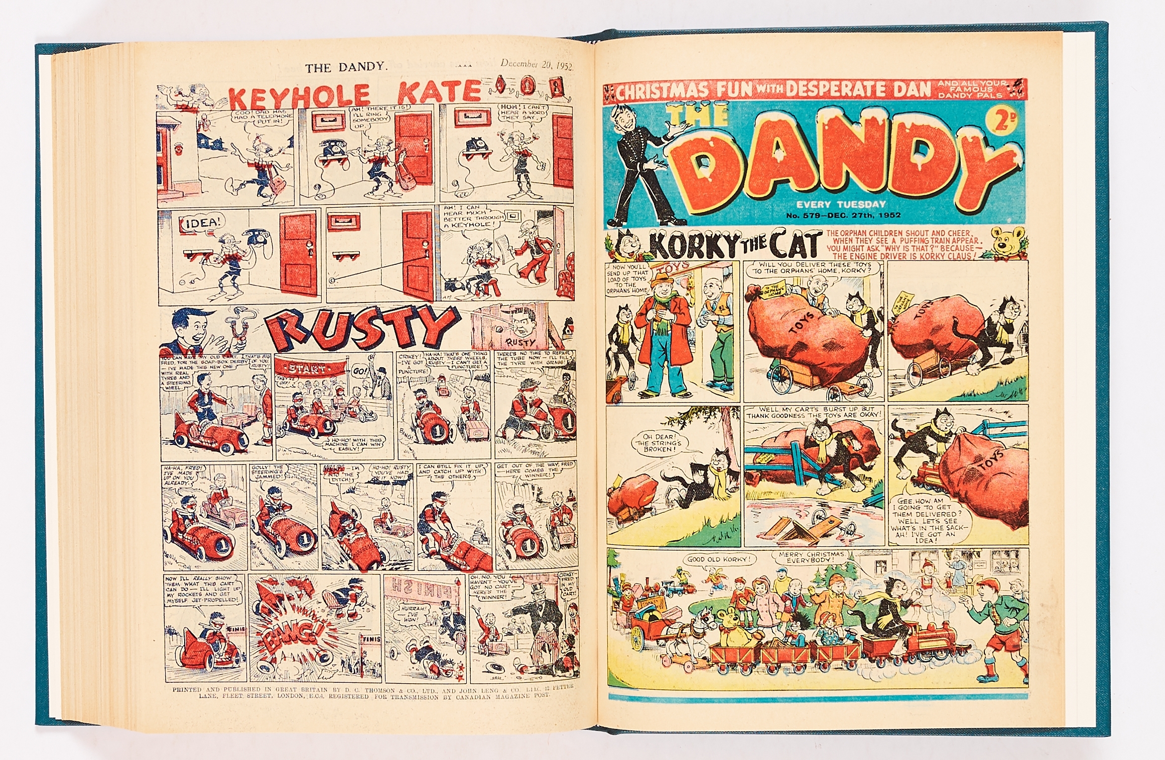 Dandy (1952) 528-579. Complete year in bound volume. Keyhole Kate rare front cover story with - Image 4 of 4