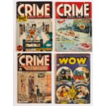 Crime Does Not Pay (1946-51) 47, 48, 105 with Wow Comics 57 (1947). #47 piece out of front cover [