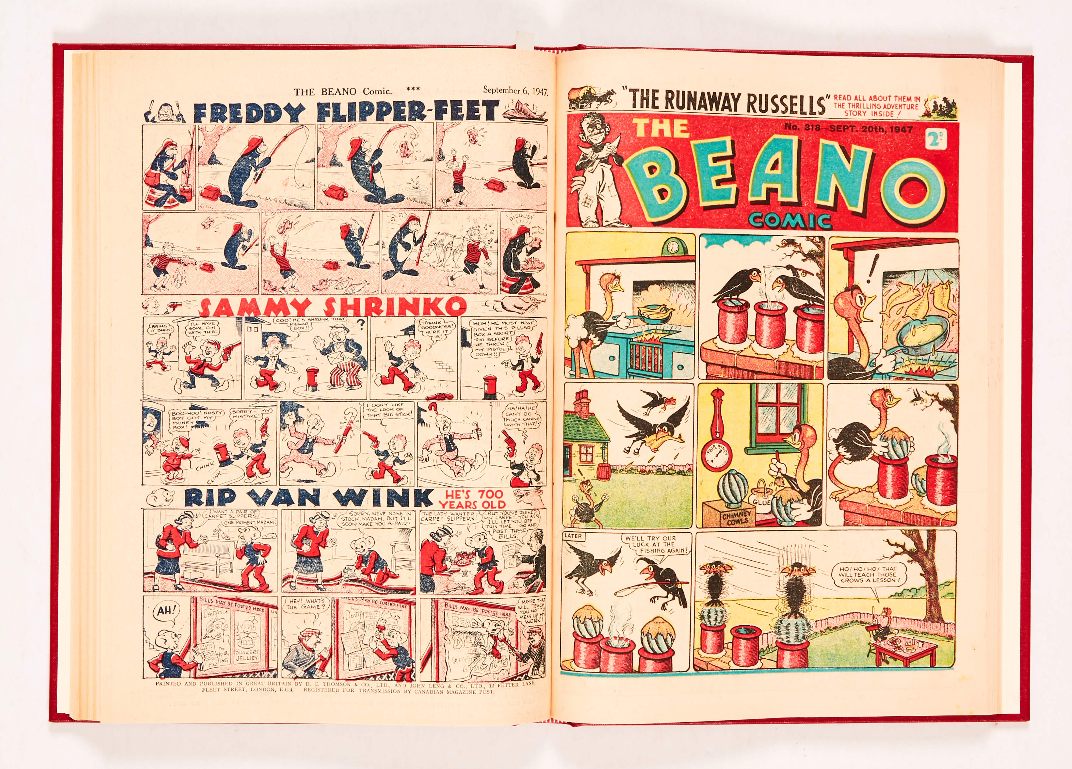 Beano (1947) 301-325. Complete year in bound volume. First Wavy Davy and his Navy by Dudley Watkins; - Image 2 of 3