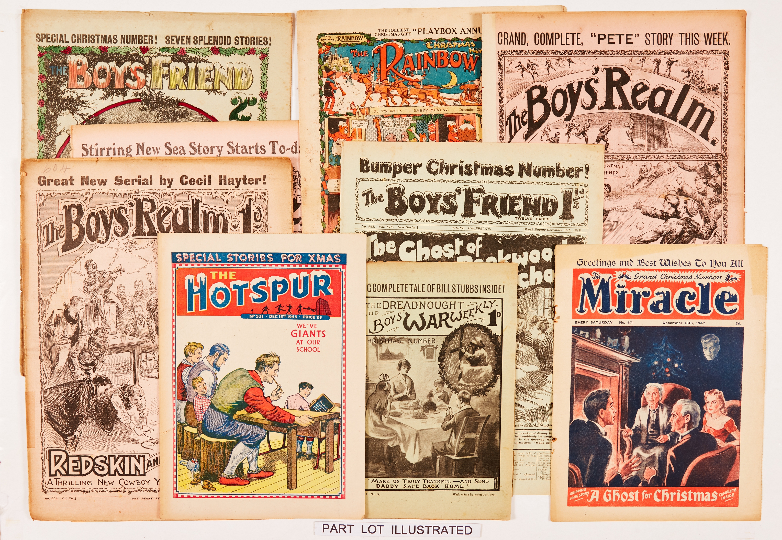 Story Paper Christmas Numbers (1906-1947). Boy's Realm 1906, 1912, 1913, Dreadnought 1914, Boys'