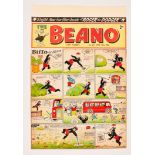 Beano/Biffo the Bear front cover original artwork (1953) drawn, painted and signed by Dudley Watkins