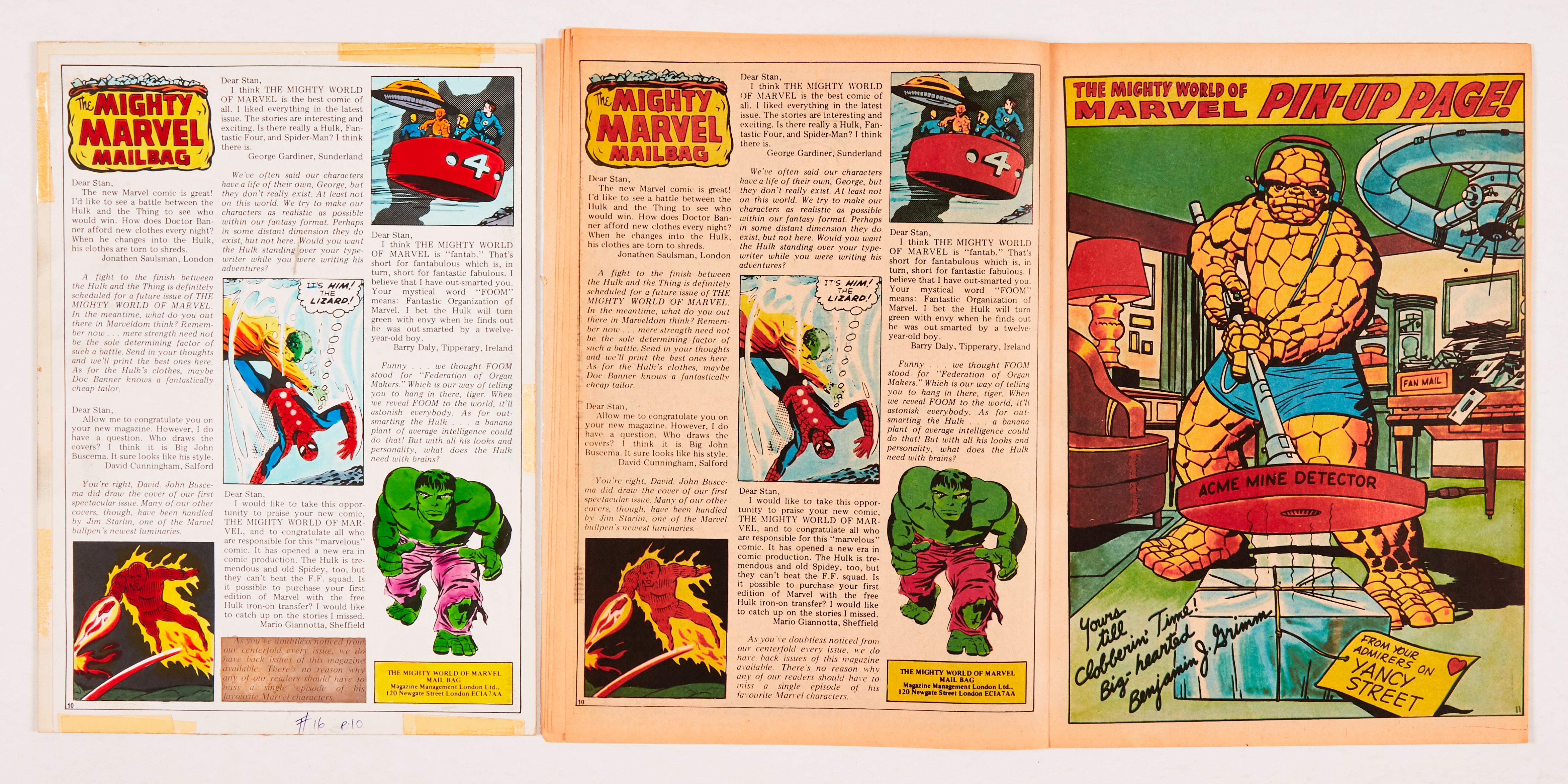 Mighty World of Marvel No 16 (1973) with original painted artwork for pg 10 layout 'Mighty Marvel Ma - Image 2 of 2