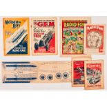 Radio Fun 18 (1939) with free gift Bumper Song Book, Nelson Lee Library 23, 25 (1933), Gem 1331 (