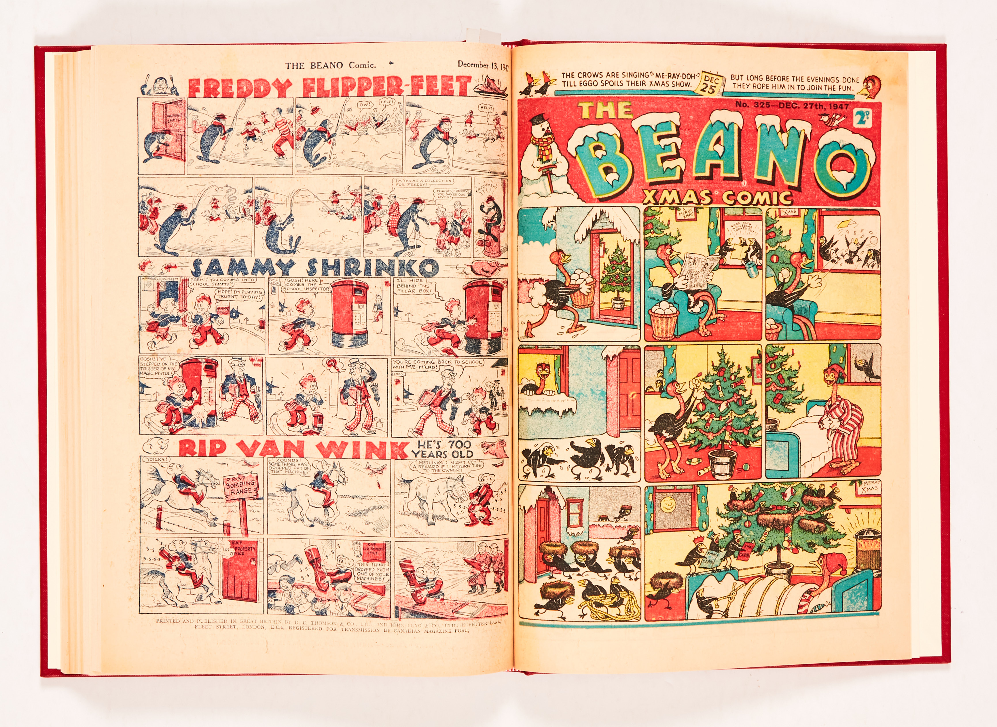 Beano (1947) 301-325. Complete year in bound volume. First Wavy Davy and his Navy by Dudley Watkins;