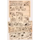 Wonder Comic Happy Christmas Number original preliminary artwork by Roy Wilson (1940s) with four