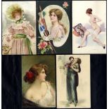 GLAMOUR, ROMANCE, EROTIC album of 199 cards incl. several artists noted - Philip Boilean, A.