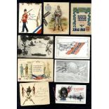 WAR TIME/MILITARY GREETINGS CARDS extensive collection of WWI cards incl. regular postcard types,