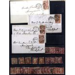 1841-1951 stock book crammed with 100's stamps in mixed condition incl. 1841 1d reds, 1d Stars &
