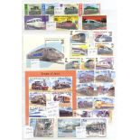 RAILWAYS UM collection of stamps & M/Sheets of issues up to 2009. A colourful range. Cat. £1800. (