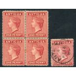 1884-87 CCA 1d rose, fine M block of four, upper left stamp has small stain on Queen's neck (SG.26),