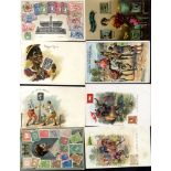 POSTMEN/STAMPS OF THE WORLD album of 256 cards incl. Postmen of the British Empire, flag/postmen,