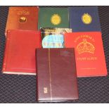 MISCELLANEOUS ACCUMULATION in carton, ranges in six albums & stock book, Strand albums (4), KGVI