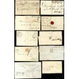 BORDERS substantial selection of pre-stamp covers with a wide range of marks incl. Berwickshire (27)