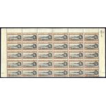 1938 P.13½ 5s black & yellow-brown UM block of thirty being a half sheet horizontal from the top