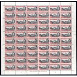 1949 P.14 2d black & scarlet, complete UM sheet of sixty incl. 'Mountaineer' flaw (R4/4), SG.41ca.