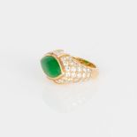 Ladies 18kt Gold, Diamond and Jadeite Ring