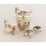 Sterling Water Pitcher, Sauce Boat & Master Salts