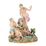 Large Meissen Figural Group-Capture Tritons