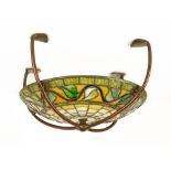Tiffany Favrile Glass and Bronze Ceiling Fixture