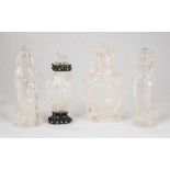 Group of Chinese Carved Rock Crystal Urns & Court Figures