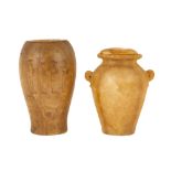 Two Egyptian Alabaster Canopic Jars