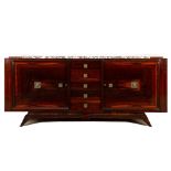 Art Deco Rosewood, Marble and Bronze Sideboard