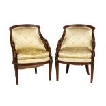 Pair of Neoclassical Fruitwood Swan Chairs